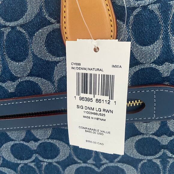 NWT Coach Rowan Large Satchel Bag In Signature Blue Denim Canvas - Picture 11 of 15